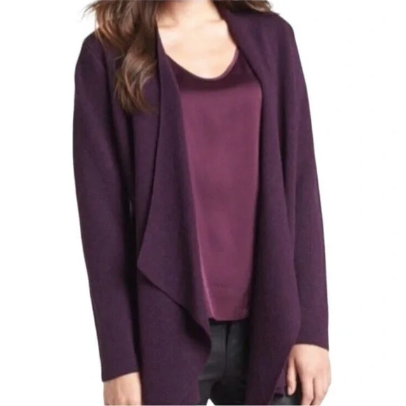 EILEEN FISHER 100% Merino Wool Sweater Cardigan Purple 1X - Picture 2 of 11